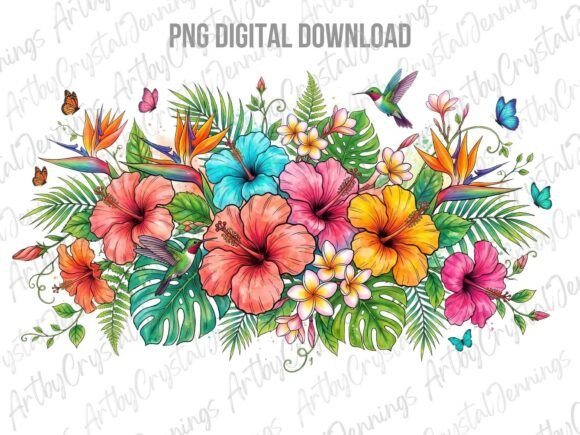 Download Tropical Floral Hibiscus Hummingbird PNG - Bird png Collection
