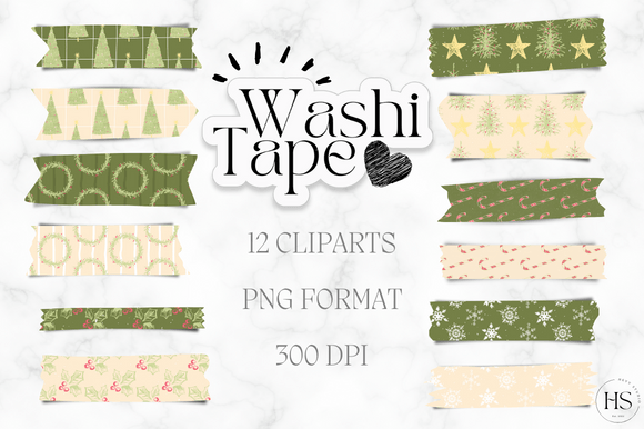 Download 12 Pastel Christmas Washi Tape Bundle - Pastel Collection
