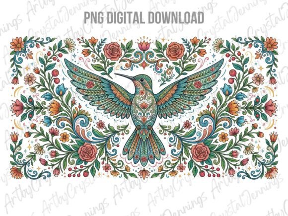 Download Colorful Floral Folk Art Hummingbird PNG - Bird png Collection