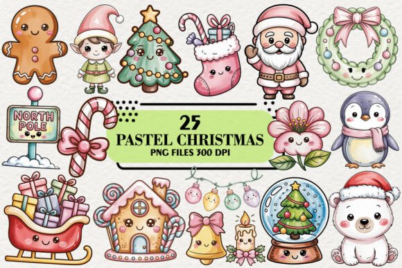 Download Kawaii Pastel Christmas Clipart Bundle - Pastel Collection