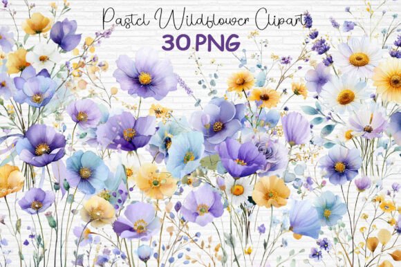 Download Pastel Wildflower Clipart Bundle PNG - Pastel Collection