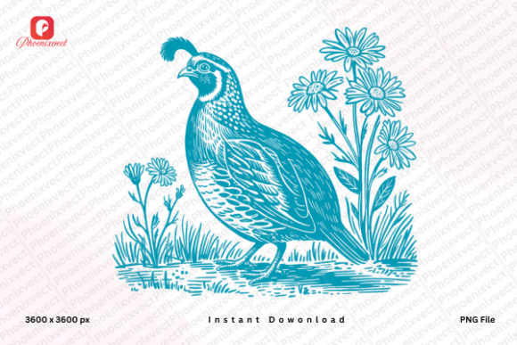 Download Vintage Wildflower Quail Bird PNG - Bird png Collection