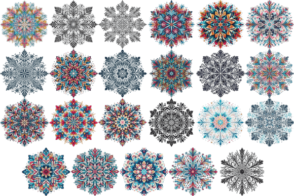 Download 23 Watercolor Colorful Snowflakes Bundle - Premium Bundle