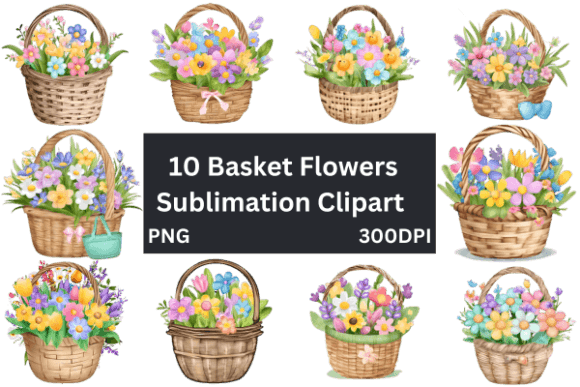 Download Basket Flowers Sublimation Clipart - Premium Bundle