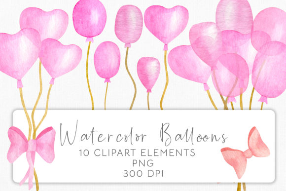 Download Watercolor Pink Balloons Clipart Set - Balloon Collection