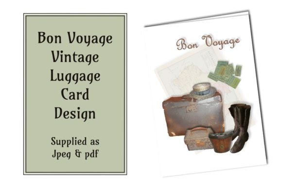 Download Bon Voyage Vintage Luggage Card Design - Card design Collection