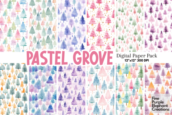 Download Pastel Watercolor Christmas Pine Trees - Pastel Collection