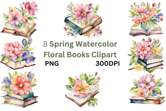 Download Spring Watercolor Floral Books Clipart - Premium Resources