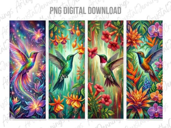 Download Vibrant Colorful Floral Hummingbird PNG - Bird png Collection