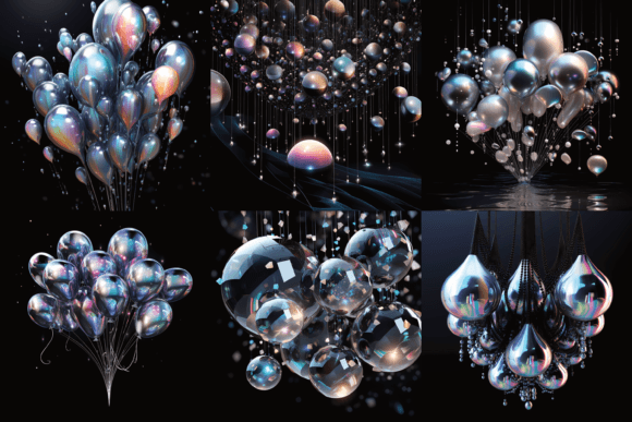Download Iridescent Balloons on Black Background - Balloon Collection